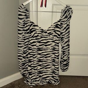 South Moon Under Black and White Zebra Print Mini Dress